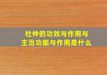 杜仲的功效与作用与主治功能与作用是什么