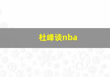 杜峰谈nba