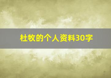 杜牧的个人资料30字