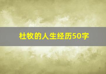 杜牧的人生经历50字