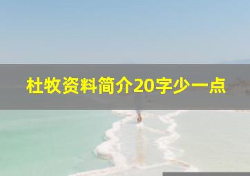 杜牧资料简介20字少一点