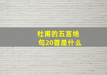 杜甫的五言绝句20首是什么