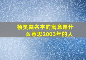 杨昊霖名字的寓意是什么意思2003年的人