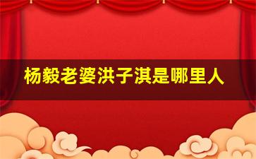 杨毅老婆洪子淇是哪里人