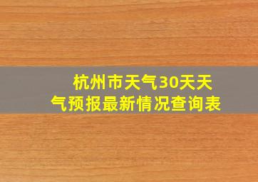 杭州市天气30天天气预报最新情况查询表