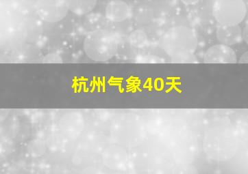 杭州气象40天