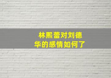 林熙蕾对刘德华的感情如何了