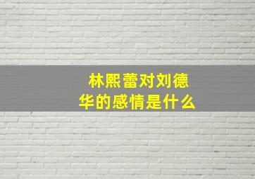 林熙蕾对刘德华的感情是什么