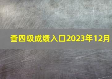 查四级成绩入口2023年12月