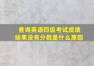 查询英语四级考试成绩结果没有分数是什么原因