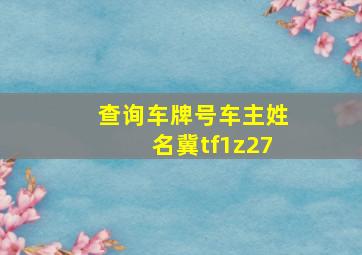 查询车牌号车主姓名冀tf1z27