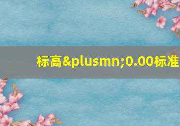 标高±0.00标准