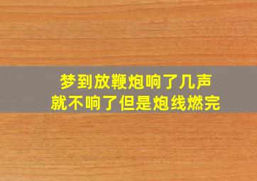 梦到放鞭炮响了几声就不响了但是炮线燃完