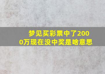 梦见买彩票中了2000万现在没中奖是啥意思