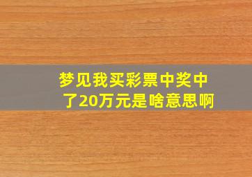 梦见我买彩票中奖中了20万元是啥意思啊