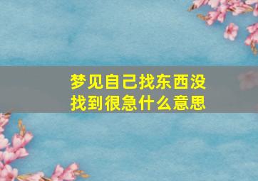 梦见自己找东西没找到很急什么意思