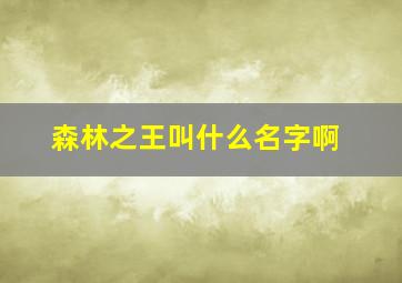 森林之王叫什么名字啊