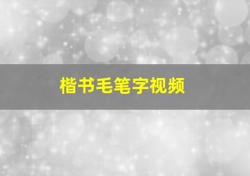 楷书毛笔字视频