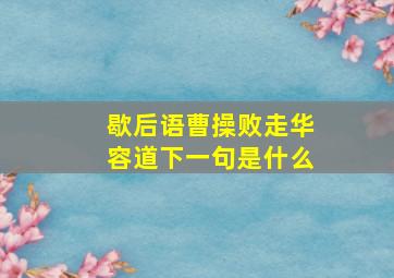 歇后语曹操败走华容道下一句是什么