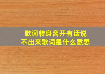 歌词转身离开有话说不出来歌词是什么意思