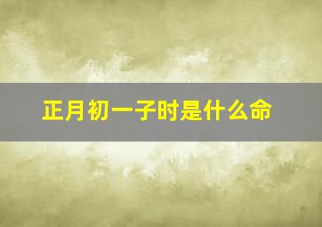 正月初一子时是什么命