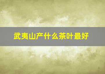 武夷山产什么茶叶最好