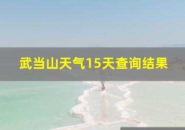 武当山天气15天查询结果