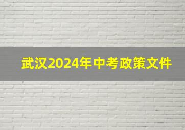 武汉2024年中考政策文件