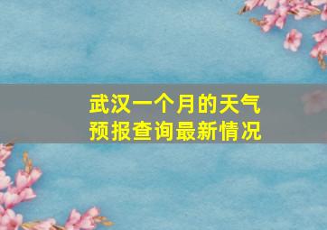 武汉一个月的天气预报查询最新情况