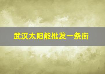 武汉太阳能批发一条街