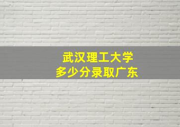 武汉理工大学多少分录取广东