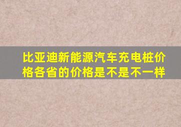 比亚迪新能源汽车充电桩价格各省的价格是不是不一样