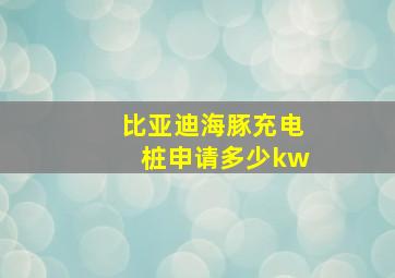 比亚迪海豚充电桩申请多少kw