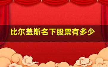 比尔盖斯名下股票有多少