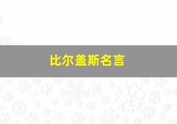 比尔盖斯名言