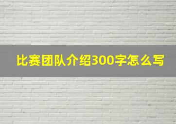 比赛团队介绍300字怎么写