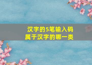 汉字的5笔输入码属于汉字的哪一类