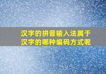 汉字的拼音输入法属于汉字的哪种编码方式呢