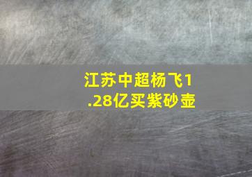 江苏中超杨飞1.28亿买紫砂壶