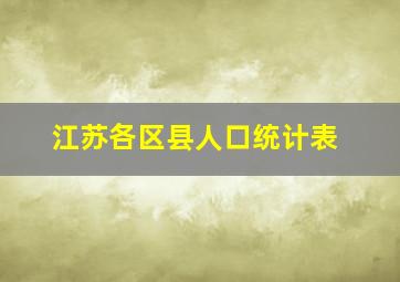 江苏各区县人口统计表