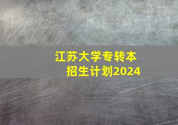 江苏大学专转本招生计划2024