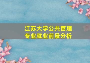 江苏大学公共管理专业就业前景分析