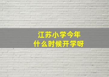 江苏小学今年什么时候开学呀