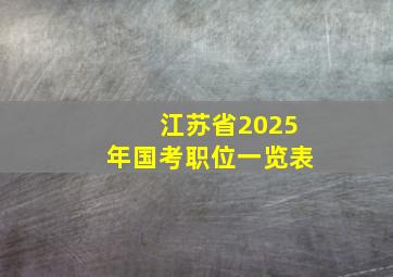 江苏省2025年国考职位一览表