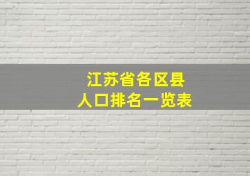 江苏省各区县人口排名一览表