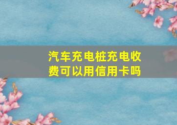 汽车充电桩充电收费可以用信用卡吗