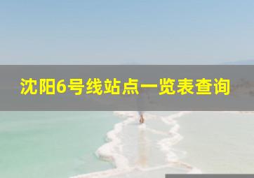 沈阳6号线站点一览表查询