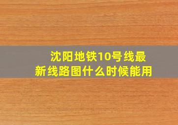 沈阳地铁10号线最新线路图什么时候能用