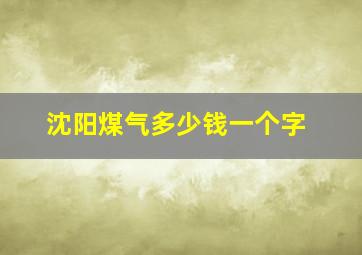 沈阳煤气多少钱一个字