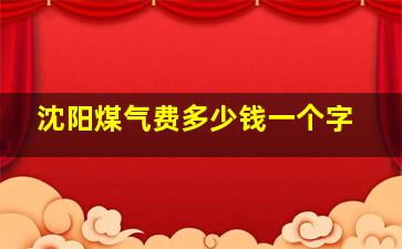 沈阳煤气费多少钱一个字